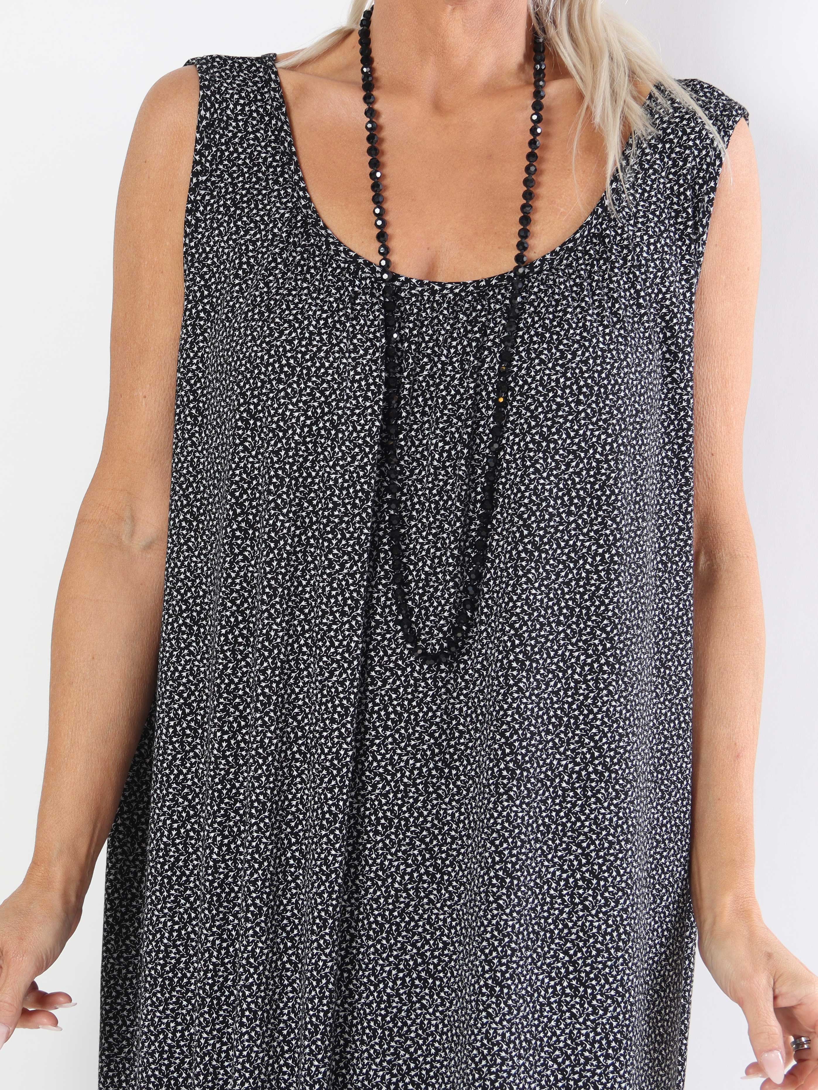 Miracle Flower Sleeveless Dress - Plus size kjole i viskose med elastik